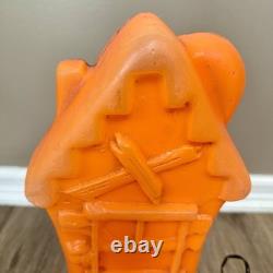 Vintage Halloween Orange 17 Haunted House Light Up Blow Mold Decoration WORKS