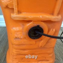 Vintage Halloween Orange 17 Haunted House Light Up Blow Mold Decoration WORKS