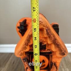 Vintage Halloween Orange 17 Haunted House Light Up Blow Mold Decoration WORKS