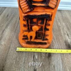 Vintage Halloween Orange 17 Haunted House Light Up Blow Mold Decoration WORKS