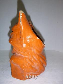Vintage Halloween Paper Mache Scary Cat Lantern (Orange)