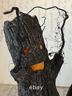 Vintage Halloween Papier Mache Spooky Trees Rare! Crepe paper face inserts