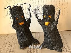 Vintage Halloween Papier Mache Spooky Trees Rare! Crepe paper face inserts