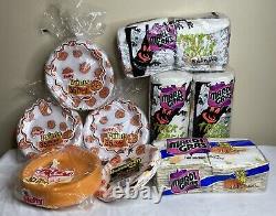 Vintage Halloween Party Supplies Hefty Plates, Mardi Gras Paper Towels, Napkins