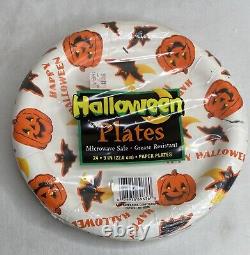 Vintage Halloween Party Supplies Hefty Plates, Mardi Gras Paper Towels, Napkins