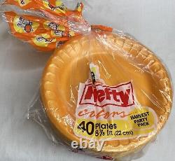 Vintage Halloween Party Supplies Hefty Plates, Mardi Gras Paper Towels, Napkins