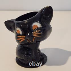 Vintage Halloween Plastic Rosbro Black Cat Candy Container Tico