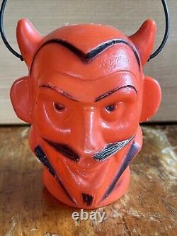 Vintage Halloween Red Devil Head Blow Mold