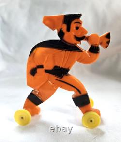 Vintage Halloween Rosbro Hard Plastic Pirate Whistle on Wheels RARE