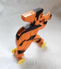 Vintage Halloween Rosbro Hard Plastic Pirate Whistle on Wheels RARE