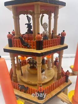 Vintage Halloween Theme Windmill Carousel 3 Tier German Wood Pyramid Display