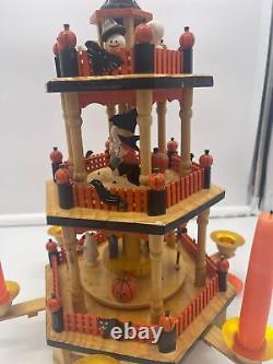 Vintage Halloween Theme Windmill Carousel 3 Tier German Wood Pyramid Display