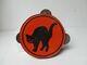 Vintage Halloween Tin Metal Tambourine Noisemaker Big Black Cat