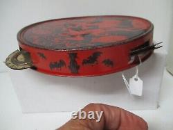 Vintage Halloween Tin Metal Tambourine Noisemaker CHEIN Dancing At Party w JOL