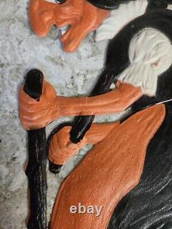 Vintage Halloween Witch Diecut Heavily Embossed Cardboard Made In Germany