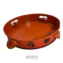 Vintage Halloween Witch Tin Litho Tambourine Noisemaker Instrument T. Cohn