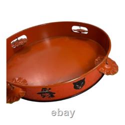 Vintage Halloween Witch Tin Litho Tambourine Noisemaker Instrument T. Cohn