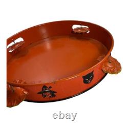 Vintage Halloween Witch Tin Litho Tambourine Noisemaker Instrument T. Cohn