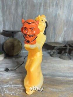 Vintage Halloween Witch with Devil Head Blow Mold Tico Toys