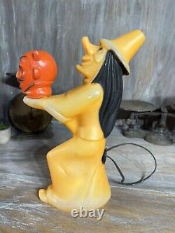 Vintage Halloween Witch with Devil Head Blow Mold Tico Toys