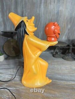 Vintage Halloween Witch with Devil Head Blow Mold Tico Toys
