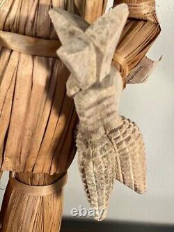 Vintage Handcrafted Cornhusk Thanksgiving Decor Set Pilgrims, Indian, Turkey