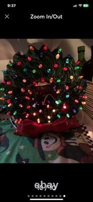 Vintage Handmade Ceramic Christmas Wreath With Lil Mouse NC State With Lights