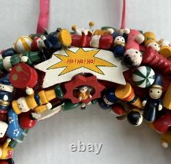 Vintage Handmade Christmas Wreath 13 Wood Wooden Ornaments Kitchy Vintage Handmade Christmas Wreath 13 Wood Wooden Ornaments Kitchy