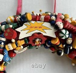 Vintage Handmade Christmas Wreath 13 Wood Wooden Ornaments Kitchy