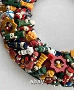 Vintage Handmade Christmas Wreath 13 Wood Wooden Ornaments Kitchy Vintage Handmade Christmas Wreath 13 Wood Wooden Ornaments Kitchy