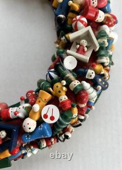 Vintage Handmade Christmas Wreath 13 Wood Wooden Ornaments Kitchy Vintage Handmade Christmas Wreath 13 Wood Wooden Ornaments Kitchy