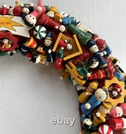 Vintage Handmade Christmas Wreath 13 Wood Wooden Ornaments Kitchy Vintage Handmade Christmas Wreath 13 Wood Wooden Ornaments Kitchy