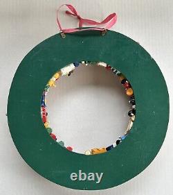 Vintage Handmade Christmas Wreath 13 Wood Wooden Ornaments Kitchy