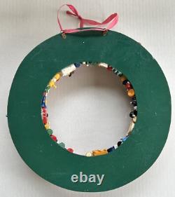Vintage Handmade Christmas Wreath 13 Wood Wooden Ornaments Kitchy Vintage Handmade Christmas Wreath 13 Wood Wooden Ornaments Kitchy