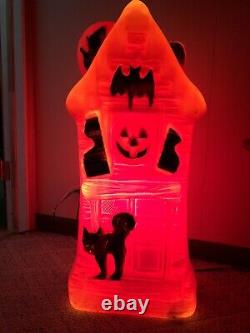 Vintage Haunted House Halloween Blow Mold Light Decoration General Foam 32 Tall