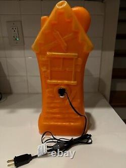 Vintage Haunted House Halloween Blow Mold Orange Black Cat Pumpkin Bat Witch