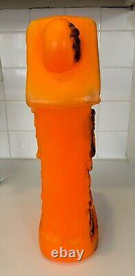 Vintage Haunted House Halloween Blow Mold Orange Black Cat Pumpkin Bat Witch