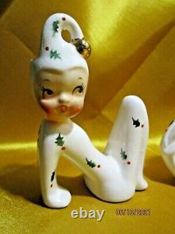 Vintage Holt Howard 50s Christmas NOEL Pixie Candle Holders Japan Retro