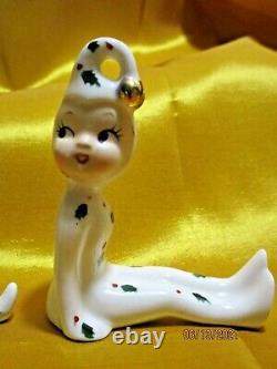 Vintage Holt Howard 50s Christmas NOEL Pixie Candle Holders Japan Retro