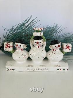 Vintage Holt Howard 50s Christmas Snowman Candle Holder Spaghetti Japan Retro