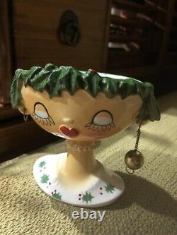 Vintage Holt Howard Christmas Head Vase-Pearl Necklace My Fair Lady 1959