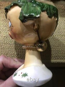 Vintage Holt Howard Christmas Head Vase-Pearl Necklace My Fair Lady 1959