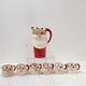 Vintage Holt Howard Christmas Winking Santa Pitcher And 6 Mugs 1960 Japan