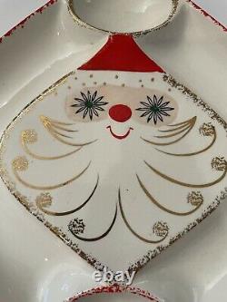 Vintage Holt Howard Starry Eyed Santa appetizer/relish/cheese/cracker 1960