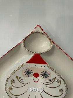 Vintage Holt Howard Starry Eyed Santa appetizer/relish/cheese/cracker 1960