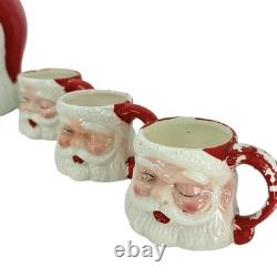 Vintage Japan MCM Santa Claus Punch Bowl Set With 6 Mugs READ