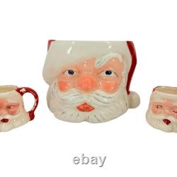 Vintage Japan MCM Santa Claus Punch Bowl Set With 6 Mugs READ