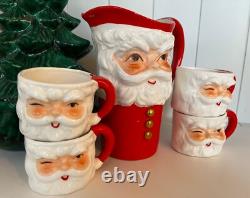 Vintage Japan Santa Pitcher Mug Set Vintage Japan Santa Pitcher Mug Set