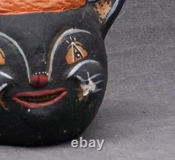Vintage Johanna Parker Ceramic Halloween Hatty Cat Black with Owl and Bats