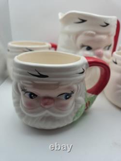 Vintage Josef Originals Santa Face, 4 Mugs With Pitcher. Made In Korea Vintage Josef Originals Santa Face, 4 Mugs With Pitcher. Made In Korea